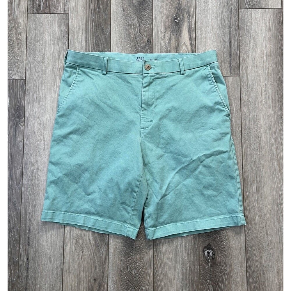 IZOD Saltwater Stretch Mint Green Chino Shorts Mens Sz 32” 10” Inseam